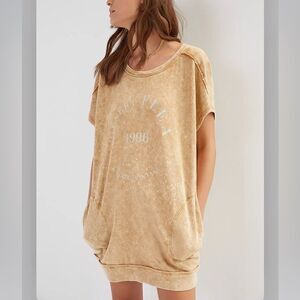 Pilcro Anthropologie Tan Distressed Wash Desert Flea Market Tunic Sweatshirt